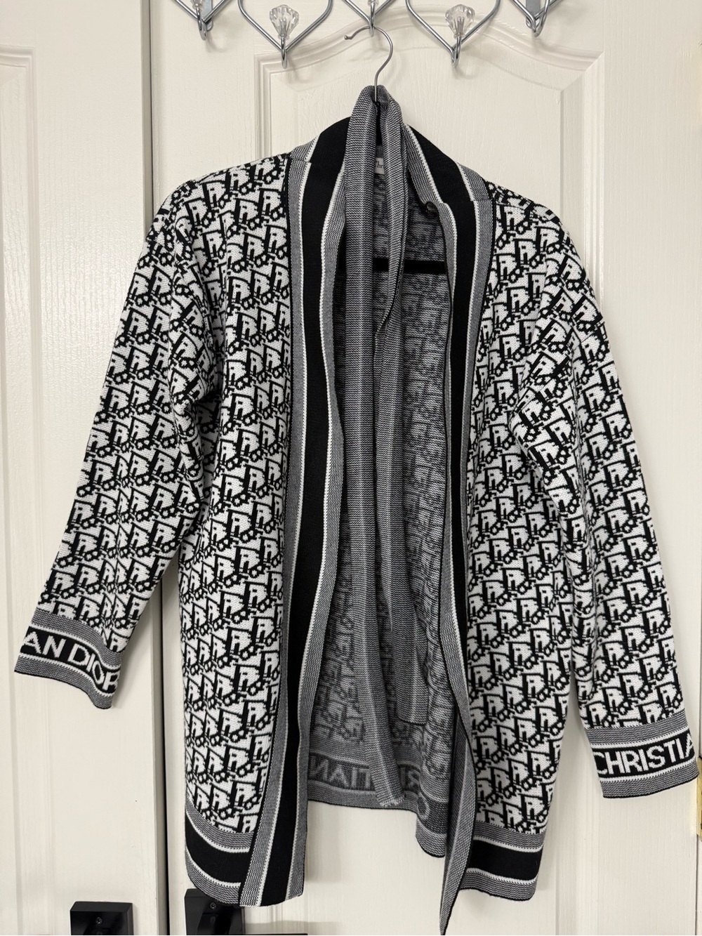Luxury Open Front Cardigan - Black & White